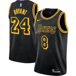 Youth Los Angeles Lakers Kobe Bryant NO.8 & 24 Black Mamba Swingman Jersey(youth size L)