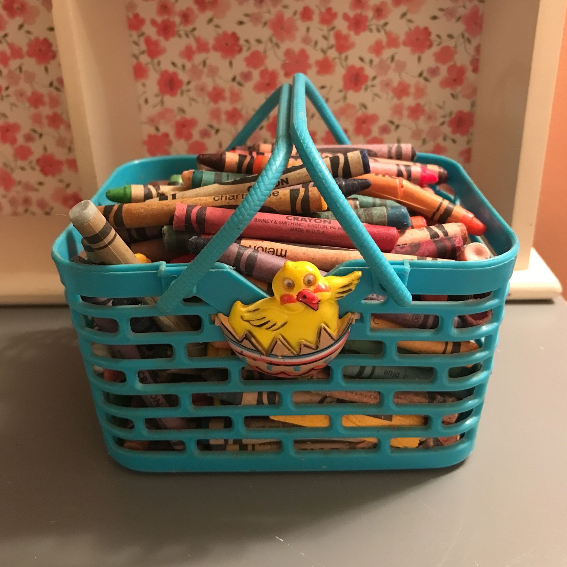 Small Basket Of Old Crayons