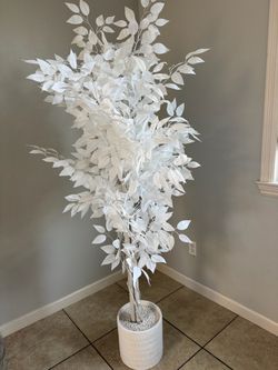 Large White Artificial Tree with Pot