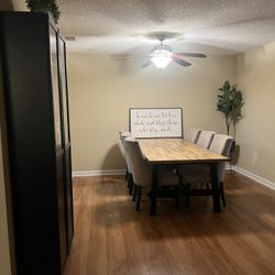 Ikea Table + 6 Chairs + Ikea Shelf + Wall Decoration 