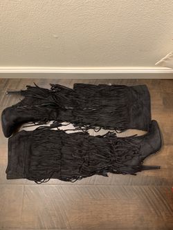 Black Fringe Boots