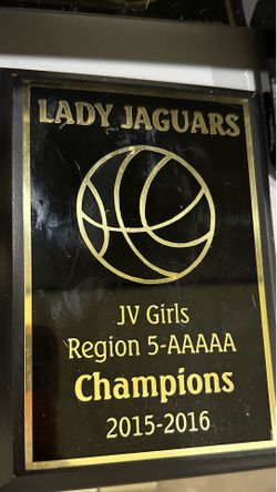 Lady Jaguars JV Girls Region 5-AAAAA Champions Plaque (2015–2016)