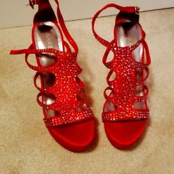 Satin Red Sandal Size 8.5