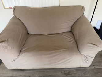 Beige Leather Sofa and Loveseat Set