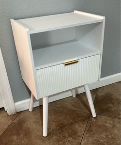 (NEW) White Nightstand with Drawer
