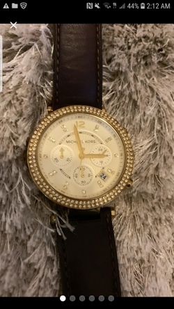 Mk watch for women dark brown leather
