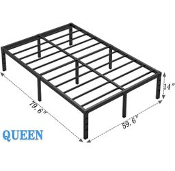 Brand new Metal Bed Frame,Queen Size Bed Frame with Storage Space,Heavy Duty Sturdy Mattress Foundation,Easy Assembly,No Box Spring Needed, Black,14