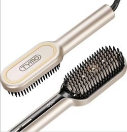 TYMO Hair Straightener Brush - Ionic Plus Straightening Brush for Women - Gold