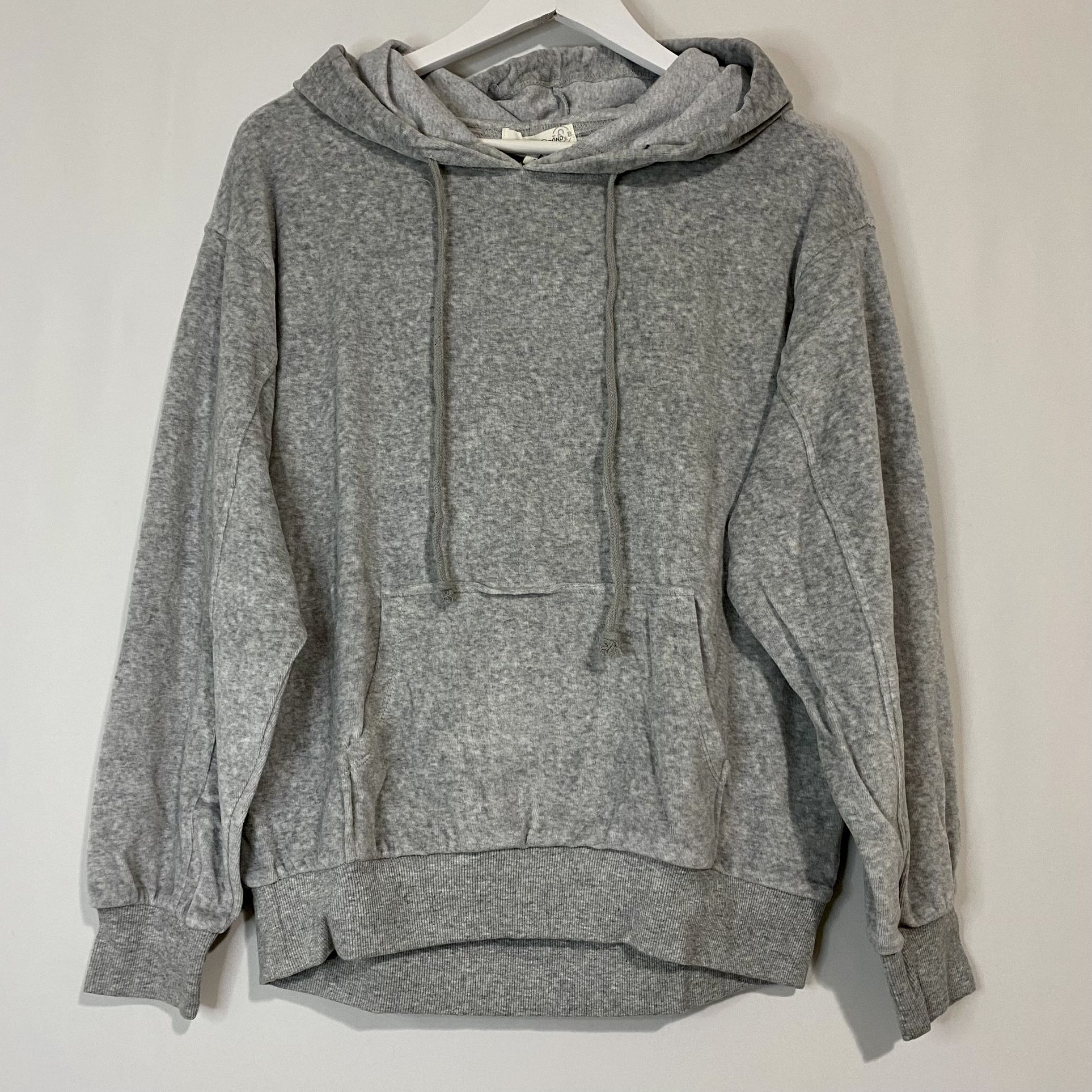 Treasure & Bond Women’s Velour Treatment Hoodie Grey Light Heather Size XS NWT