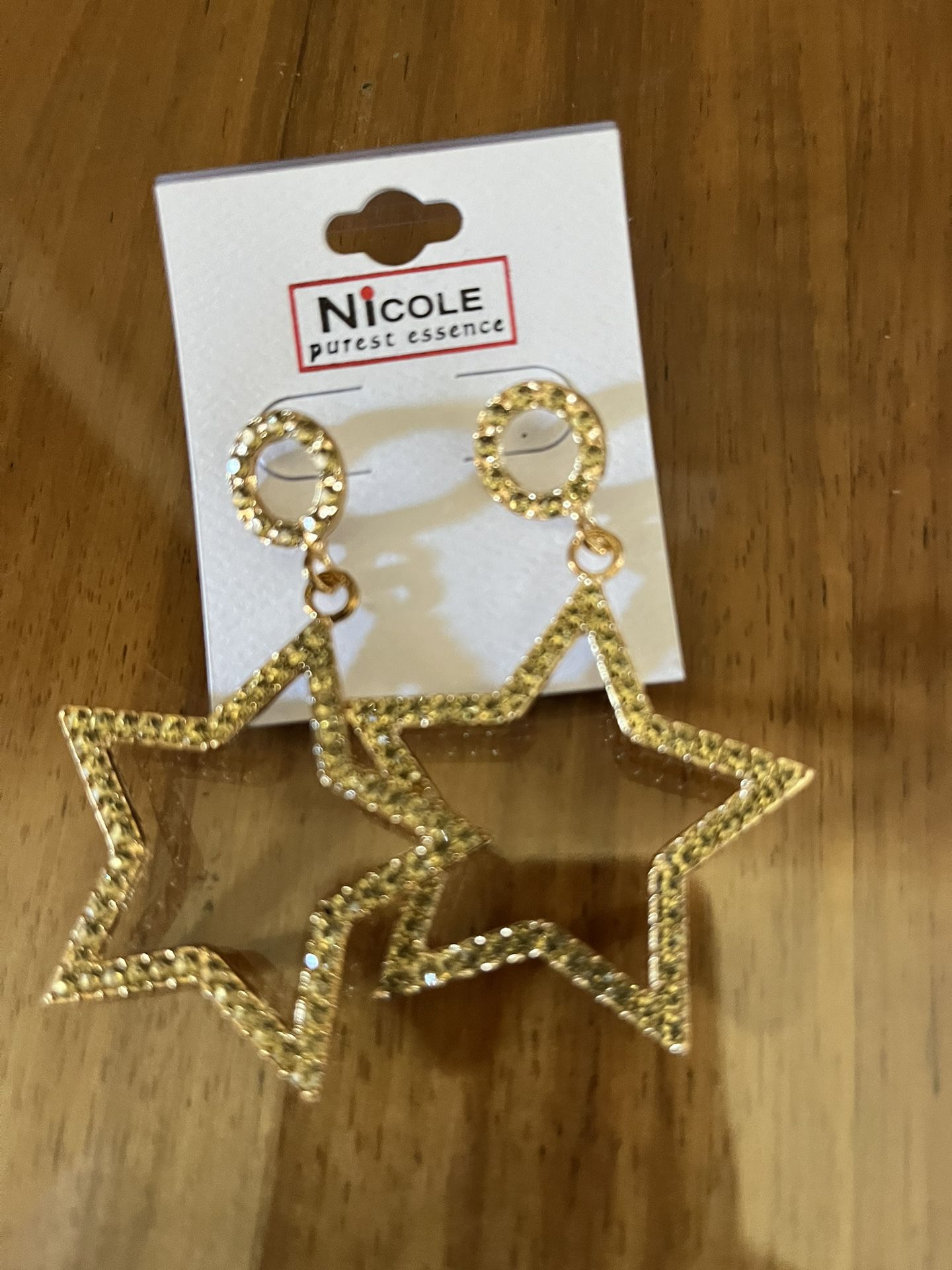 Gold And Diamond Star Earrings