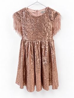 Grace Karin Rose Gold Sequin Fringe Dress