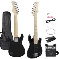 30" Kids Electric Guitar with 5 Watt Amplifier, Gig Bag Case, Strap for Beginners, Black