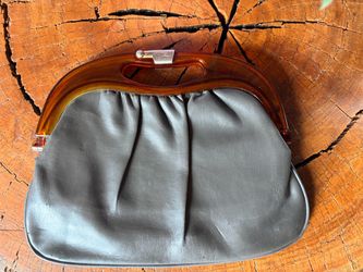 Grey leather hand bag