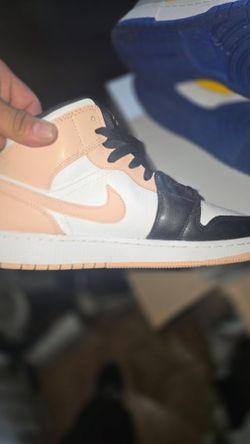 Air Jordan 1 Mid Peach Black White Sneakers