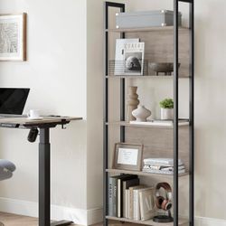 5-Tier Bookshelf, Book Shelf, Industrial Bookcase, with Steel Frame, for Living Room, Home Office, Bedroom