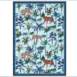 Tropical Jungle Animal Print Area Rug