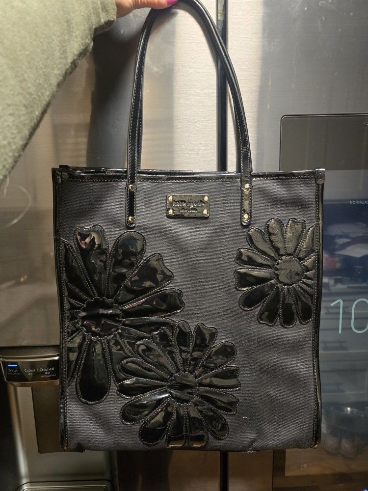 Kate Spade Blaxk Floral Tote Shoulder Bag