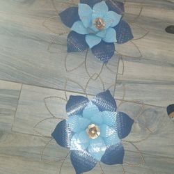 2 Steel Flowers.  Wall Hanging Decor
