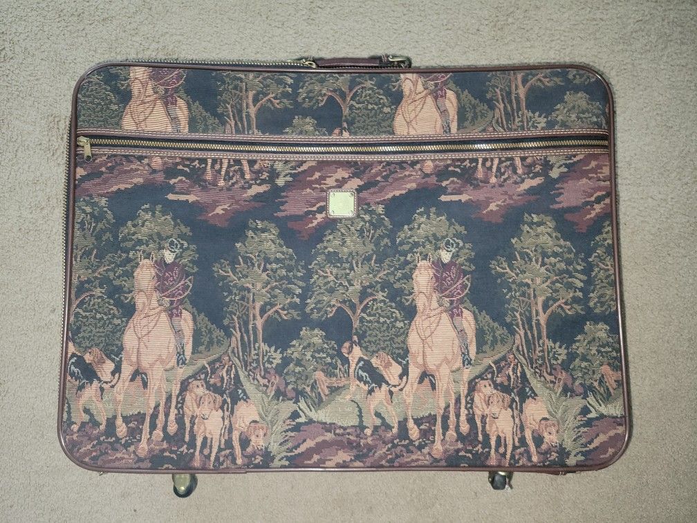Capezio Collection 3 Piece Set Vintage Luggage Horse Fox Hunt Woodland