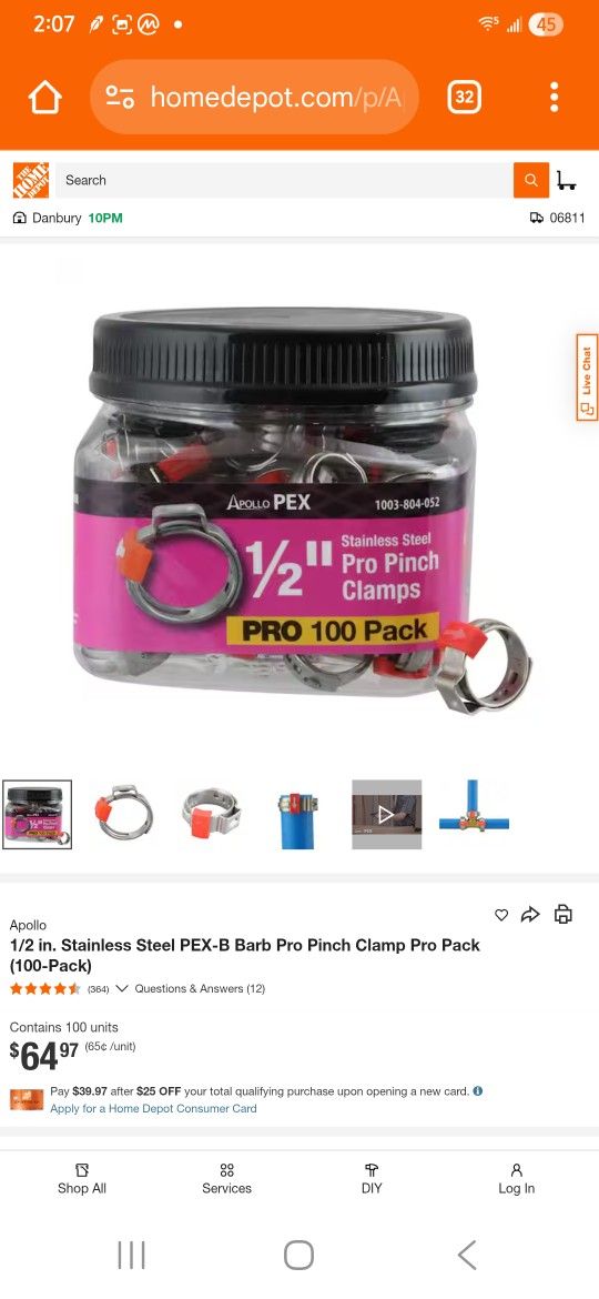 ApolloPEX 1/2 in. Stainless Steel PEX Barb Pro Pinch Clamp (100-Pack)