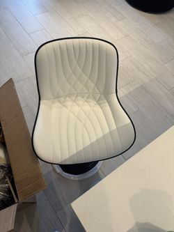 2 White Leather Bar Stools