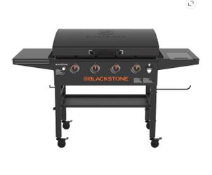 Griddle, 36 Inch 4-Burner Flat Top Grill with Hood, Black
