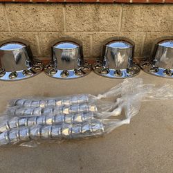 4 Semi Truck Hub Cover & 40 Lug Nut Covers