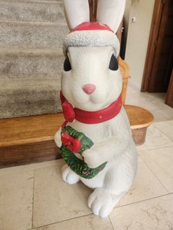 Christmas Bunny Blow Mold Weighted 2.5 Ft Decoration