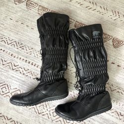 Sorel Women’s Tall Black Firenzy Winter Boots  Size 6