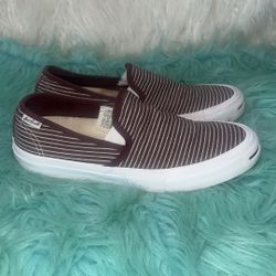 Converse Jack Purcell Maroon Pin Stripe Slip On Loafer M7, W8.5