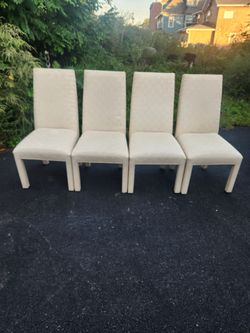 Set of 4 Cream Upholstered Parsons Dining Chairs