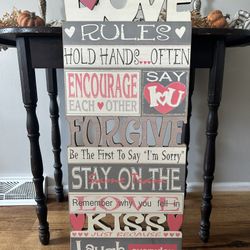 Wooden “Love Rules” Decor Sign
