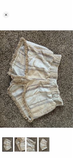 Size small NOBO cream, striped frayed hem shorts