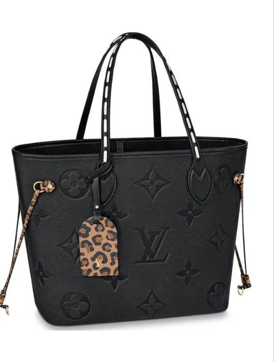 Louis Vuitton Neverfull MM Wild At Heart Black White Tote Handle