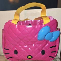 LOUNGEFLY HELLO KITTY Pink QUILTED SANRIO Blue BOW TOTE BAG 16”x 12” Purse-Available If Posted 