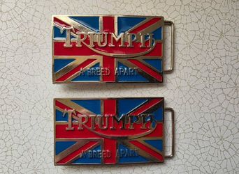 Triumph motorcycle belt buckles "A breed apart"