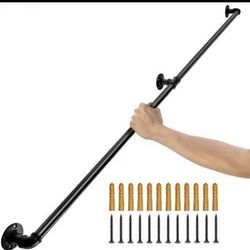VEVOR Industrial Pipe stair Handrail 68.5in Black Metal Stair Railing