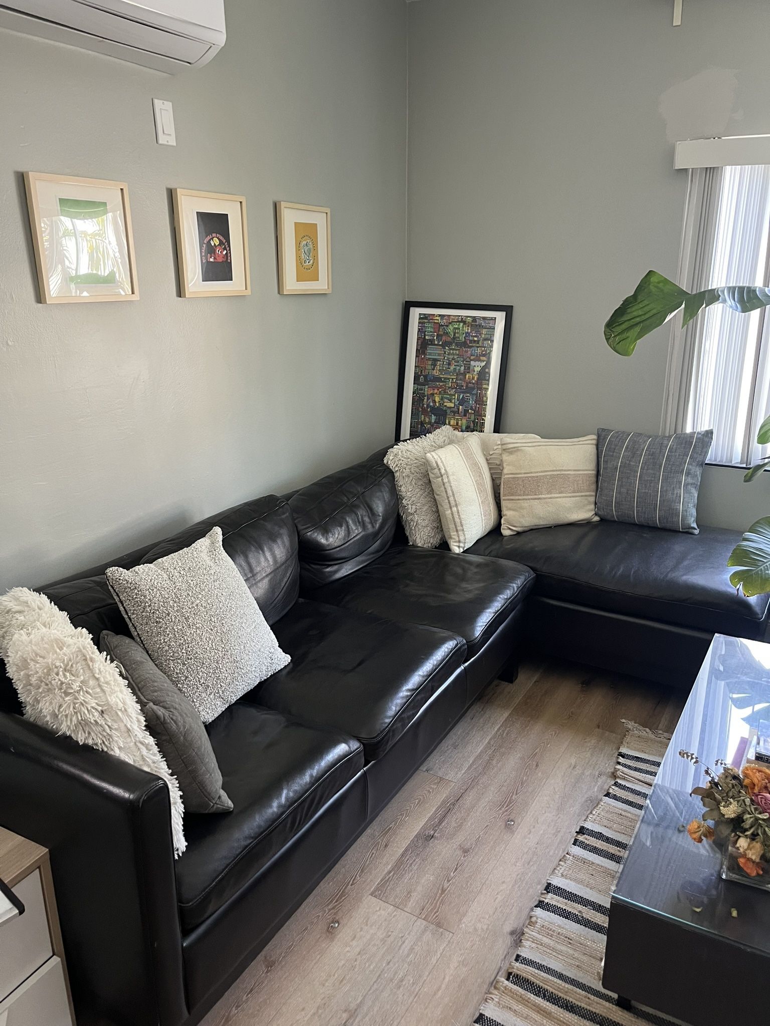 Sectional Dark Brown Faux Leather Couch