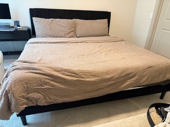 Black Upholstered Platform Bed Frame