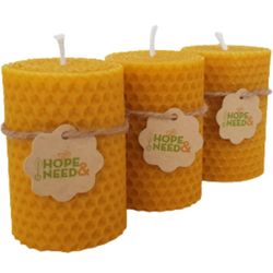 Beeswax Pillar Candles- Small Size 3 Pieces (2.8 inches x 2 inches)%100 Pure Bees Wax Candles