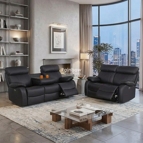 Power Recliner Loveseat Sofa Couch Set of 2pc