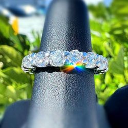 Jewelry PT950 Platinum 4.25CTW Natural Diamond Eternity band ring sz 6.5