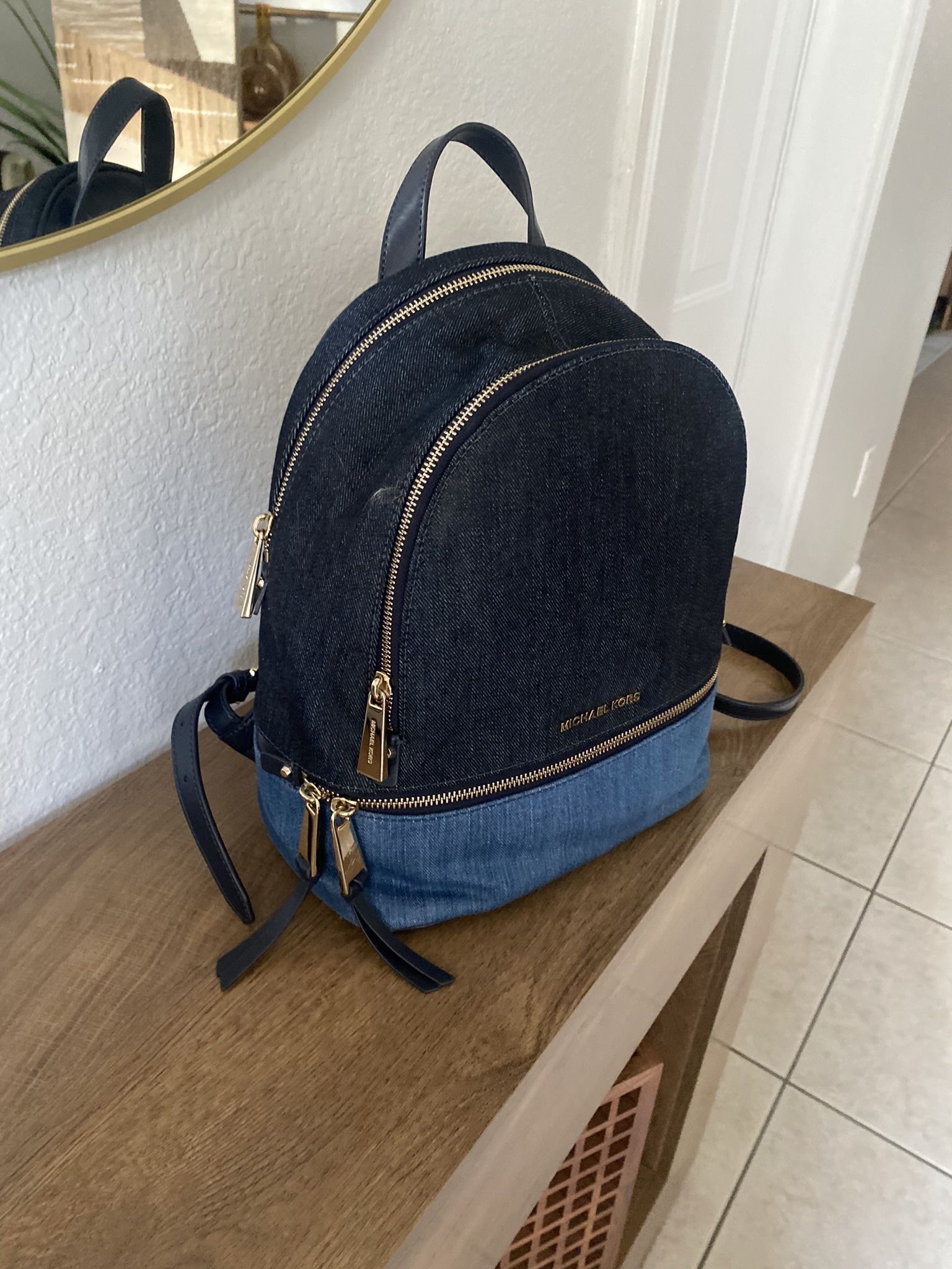 AUTH. Michael Kors Rhea Denim Zip Backpack $70