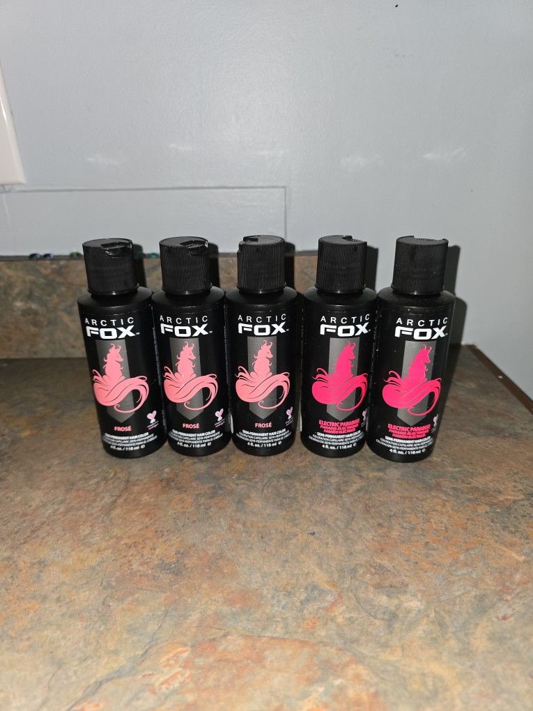 Five Artic Fox Hair Dye Bottles