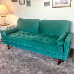 Beautiful Velvet Green Sofa / Couch