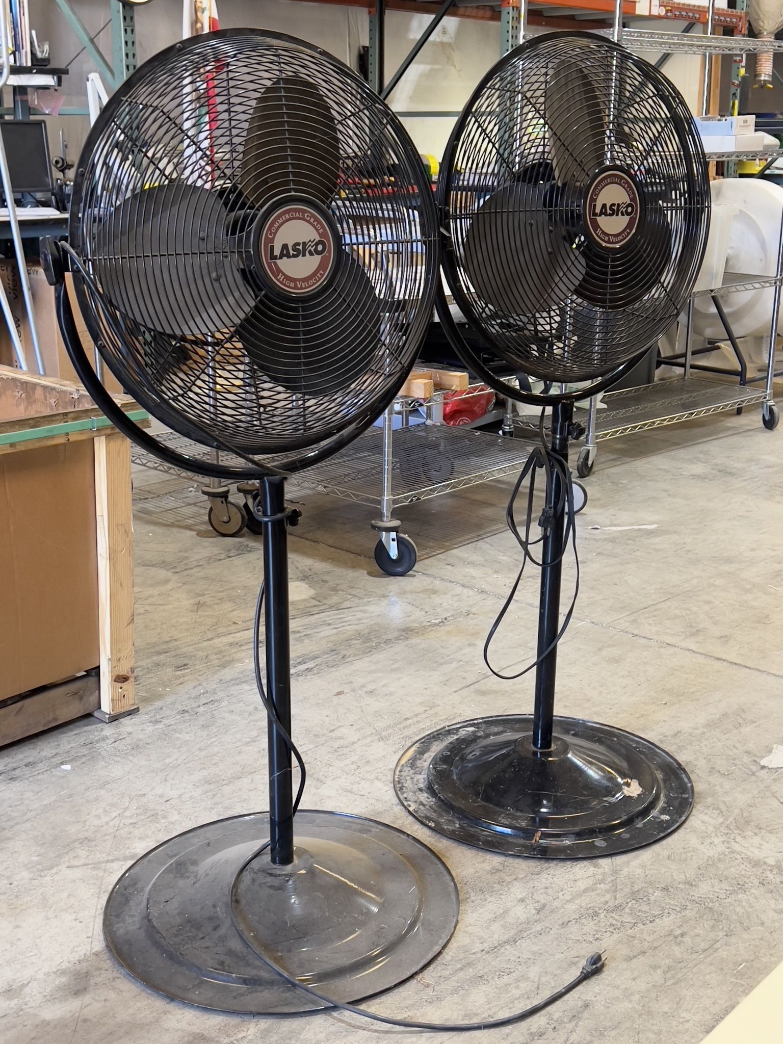 Lot of 2 Lasko 2420 24” Commercial Grade Pedestal Shop Fan