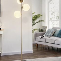 New Modern Gold Floor Lamps Mid Century 3-Light Globe Standing Lamp Tall Pole Floor Light