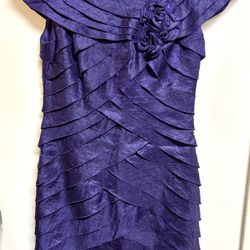 London Times Purple Ruffled Sheath Cocktail Dress/Size 6p