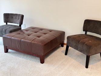 Leather OTTOMAN large tufted footstool
