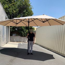 $95 (New in box) Large 15ft double sided outdoor patio umbrella, crank open/close (weight base not included)